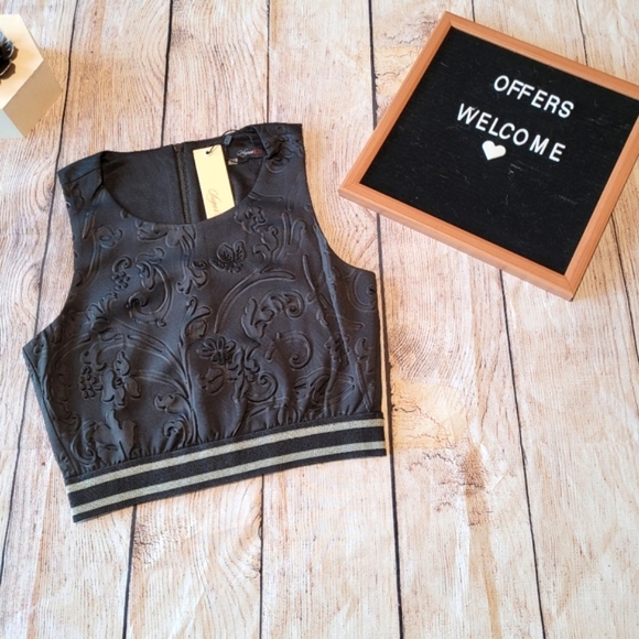 Sleeveless Jacquard Print Crop Top NWT✨️ - Picture 3 of 14